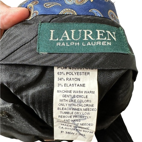 Lauren Ralph Lauren Charcoal Gray Flat Front Classic Fit Men Pants Size 38 X 30 - Picture 10 of 10